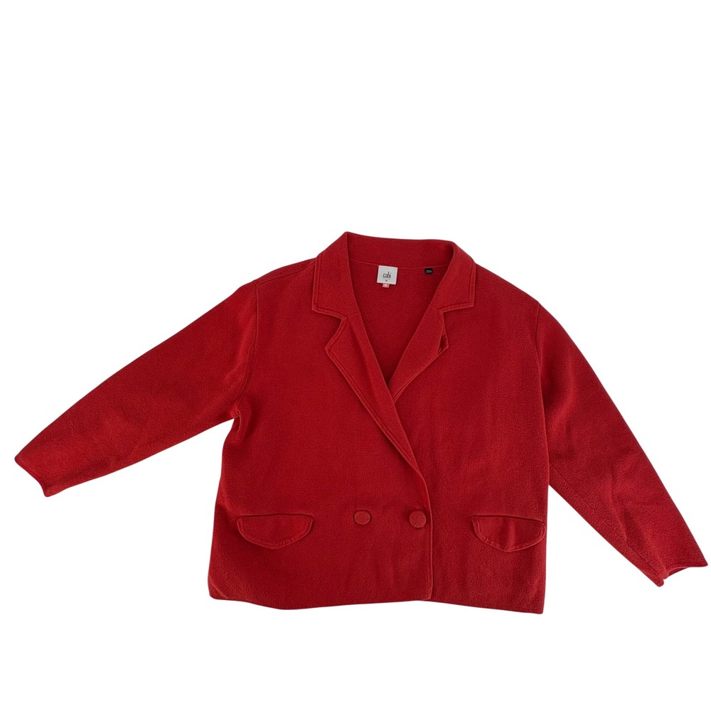 Cabi Red Double Breasted‎ Knit Blazer Jacket Cardigan Women's Medium